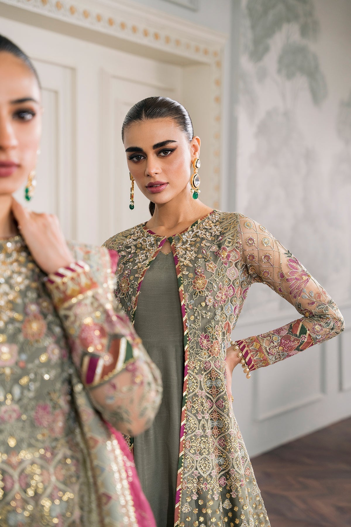 EMBROIDERED NET CH12-02 UNSTITCHED