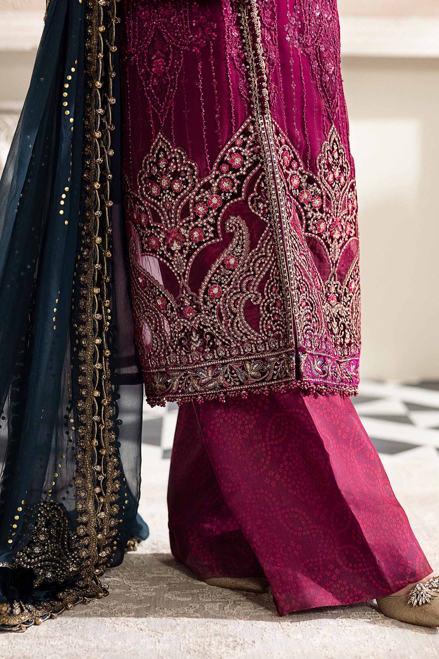 3 Piece Unstitched Embroidered Chiffon Suit | MPC-25-102