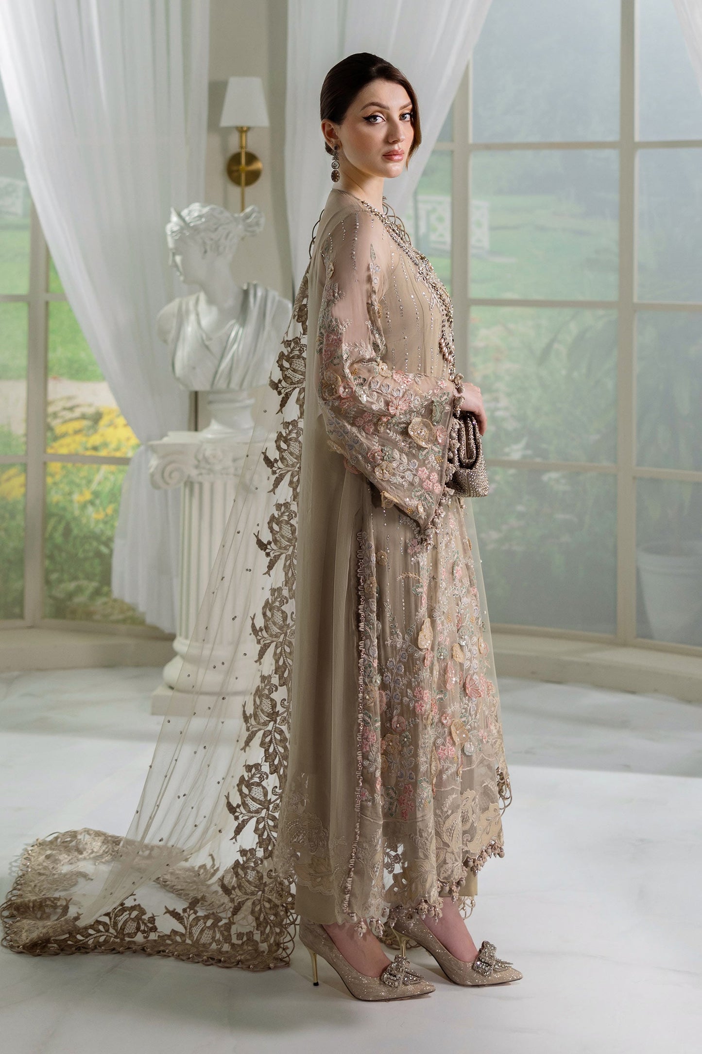 3 Piece Unstitched Embroidered Chiffon Suit | MPC-25-107