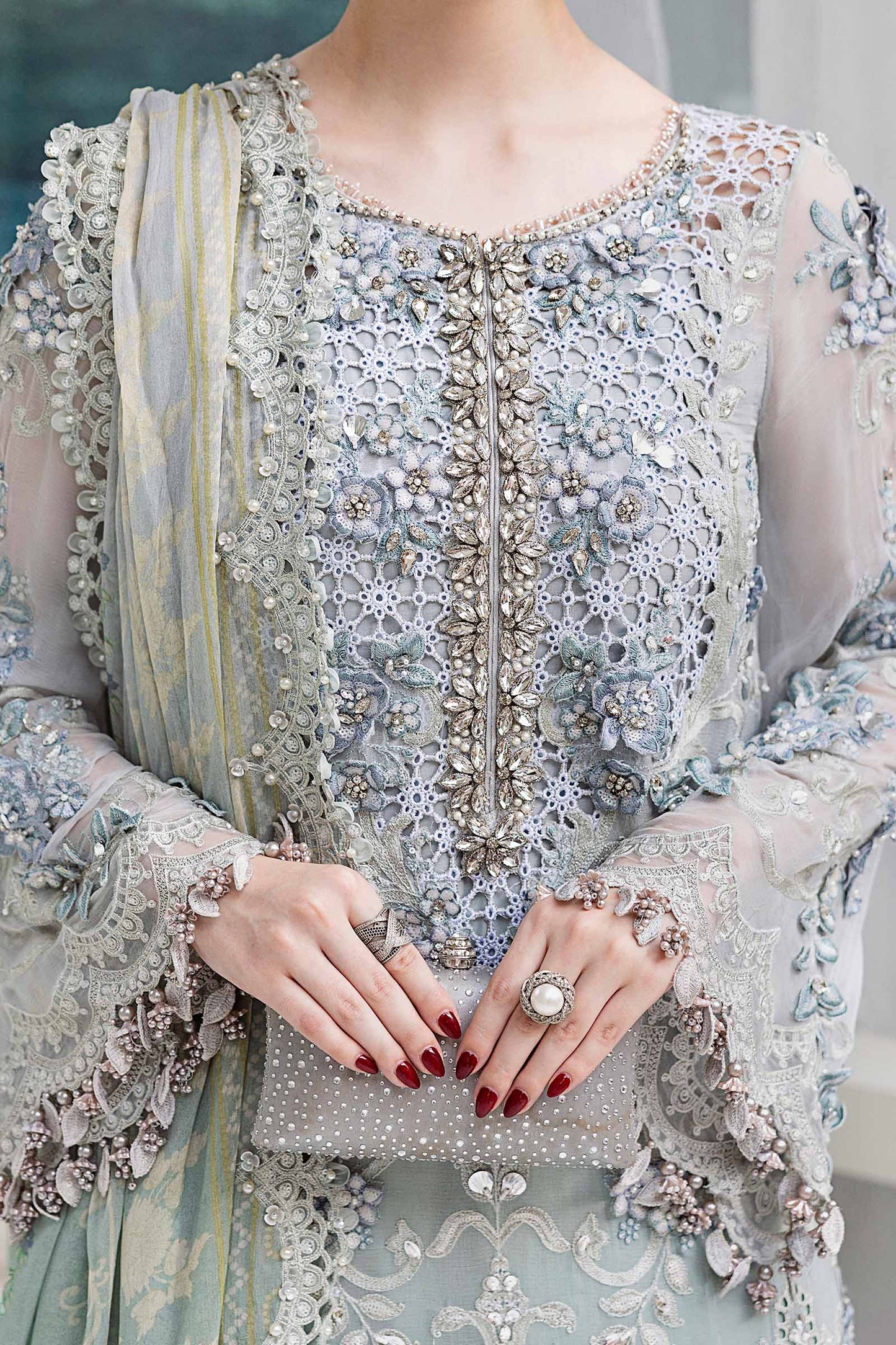 3 Piece Unstitched Embroidered Chiffon Suit | MPC-25-108